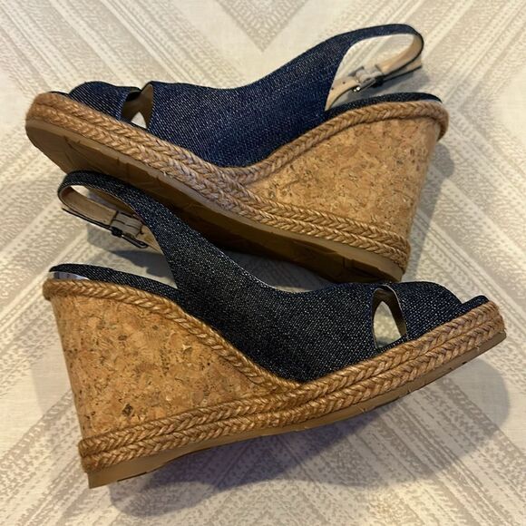JIMMY CHOO Women’s Denim Cork/Espadrille Slingback Wedge Sandals Size 35.5 - Picture 5 of 7